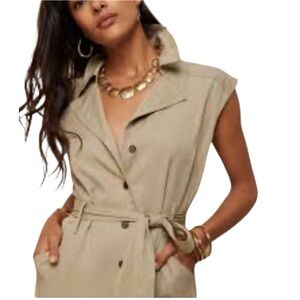 Banana Republic Top Size Large Tencel Tie Waist Khaki Tan Travel NWT